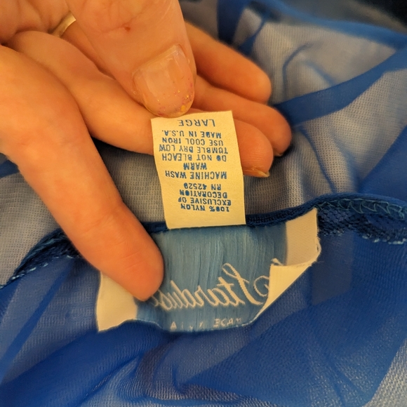 Stardust Vintage Royal Blue Sheer Lace & Tulle Nightgown cover up Short robe Lg - Picture 8 of 8